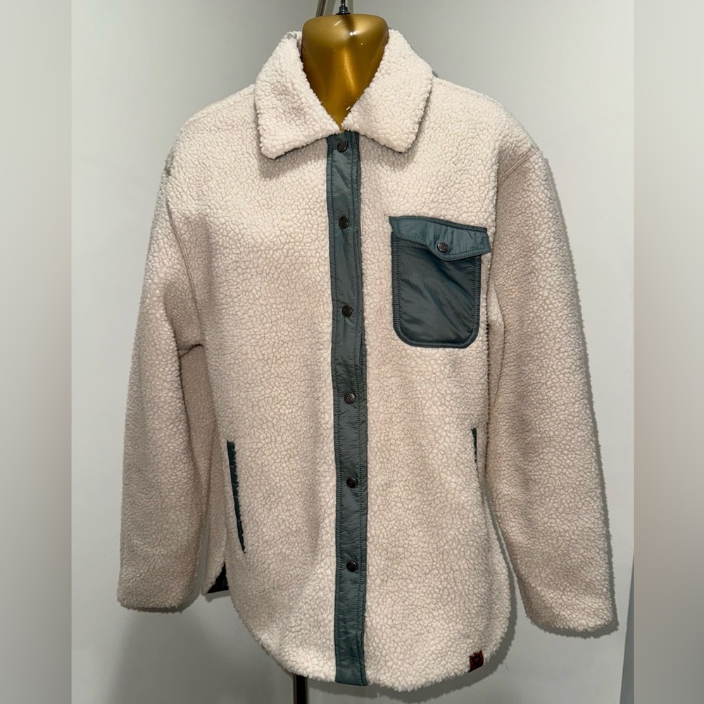 🌨️ LIV Outdoor Sherpa Fleece Jacket – Cream & Teal – Size S